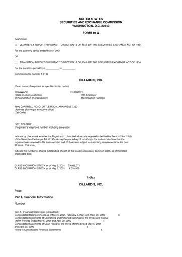 Miniature Dillard's
 10-Q Rapport trimestriel  