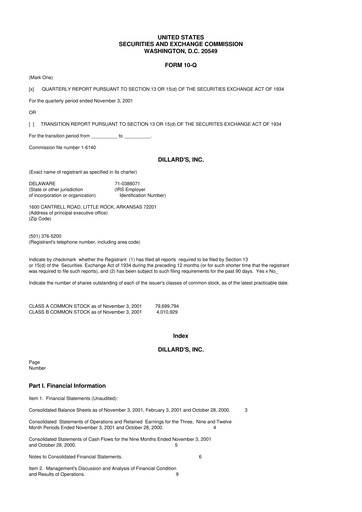 Miniature Dillard's
 10-Q Rapport trimestriel  