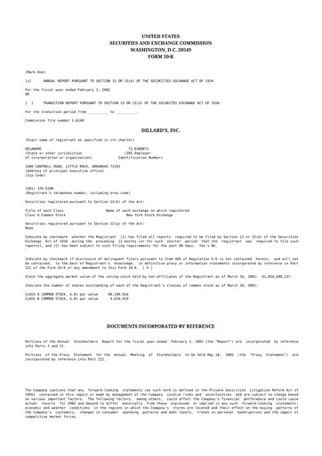 Thumbnail Dillard's
 10-K Annual Report 