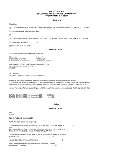 Miniature Dillard's
 10-Q Rapport trimestriel  