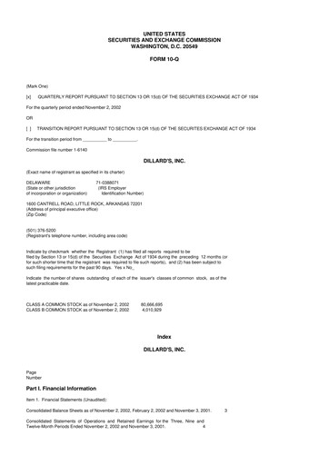 Miniature Dillard's
 10-Q Rapport trimestriel  