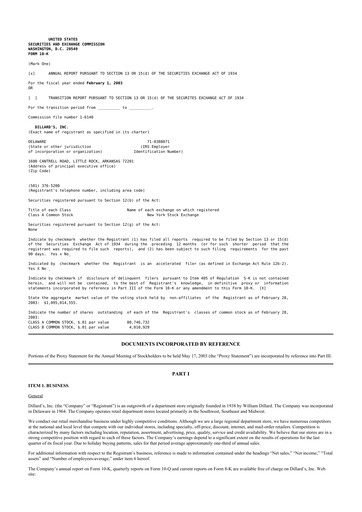 Thumbnail Dillard's
 10-K Annual Report 