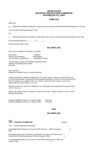 Miniature Dillard's
 10-Q Rapport trimestriel  