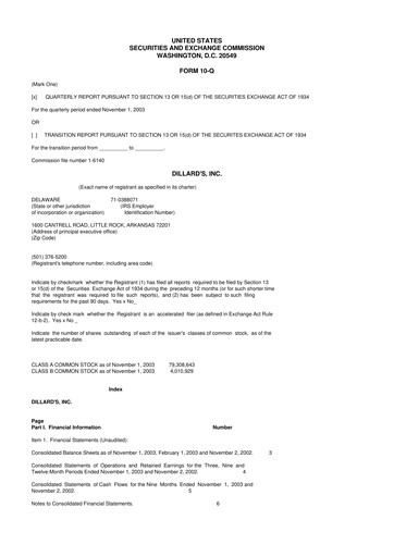 Miniature Dillard's
 10-Q Rapport trimestriel  