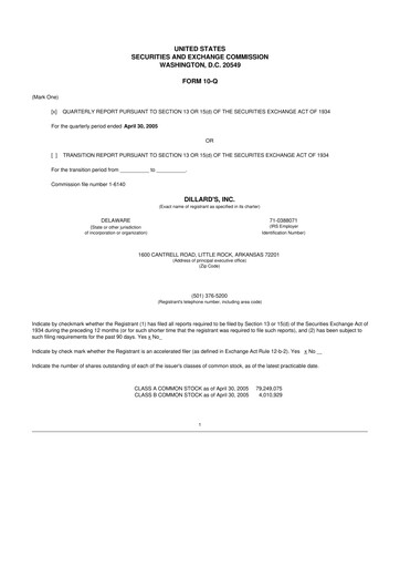 Miniature Dillard's
 10-Q Rapport trimestriel  