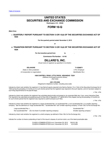 Miniature Dillard's
 10-Q Rapport trimestriel 2013 