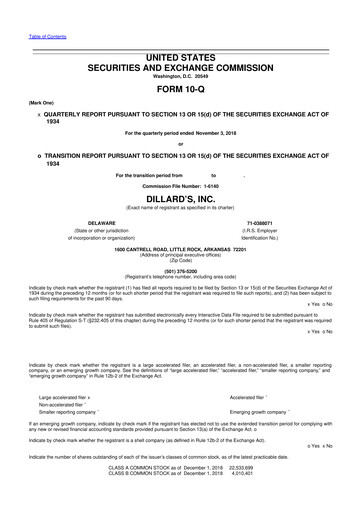 Miniature Dillard's
 10-Q Rapport trimestriel 2018 
