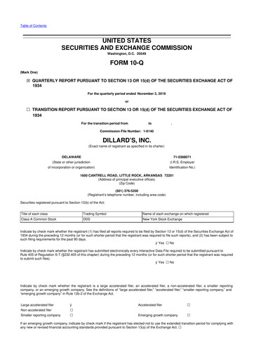 Miniature Dillard's
 10-Q Rapport trimestriel 2019 