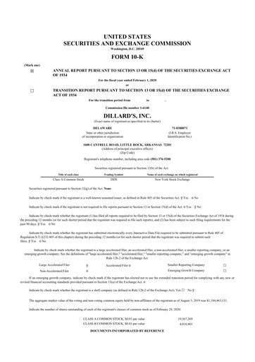 Thumbnail Dillard's
 10-K Annual Report 2019