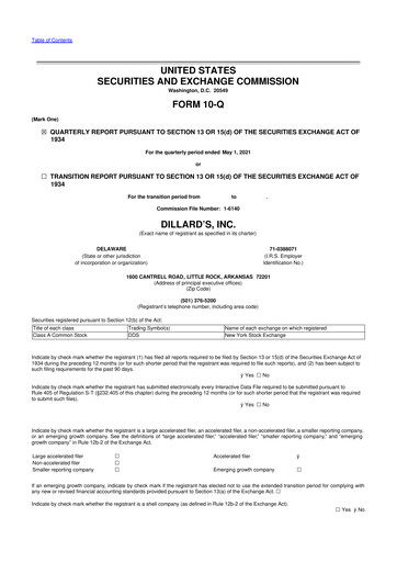 Miniature Dillard's
 10-Q Rapport trimestriel 2021 