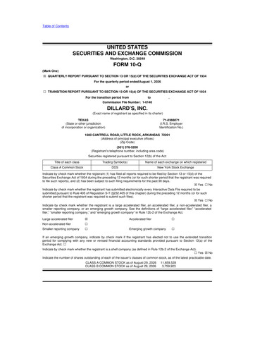 Thumbnail Dillard's
 10-Q Quarterly Report FY2026 