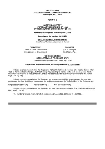 Miniature Dollar General 10-Q Rapport trimestriel  