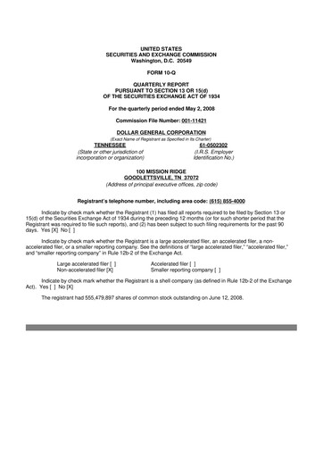 Miniature Dollar General 10-Q Rapport trimestriel  