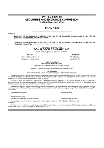 Thumbnail Donaldson Company 10-Q Quarterly Report FY2017 