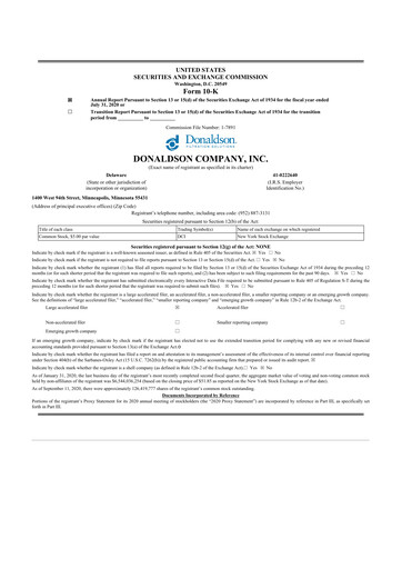 Thumbnail Donaldson Company 10-K Annual Report 2020