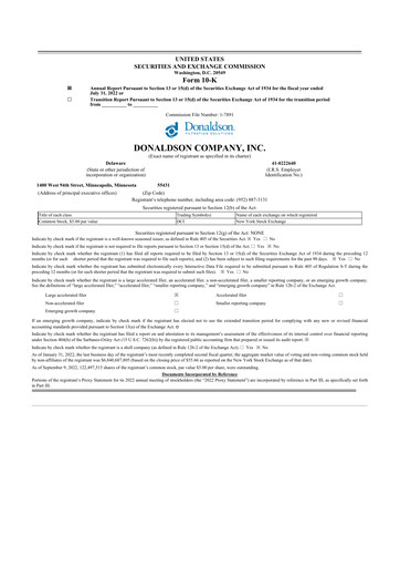 Thumbnail Donaldson Company 10-K Annual Report 2022