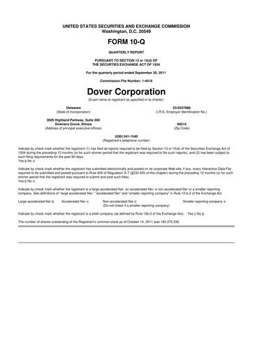 Thumbnail Dover Corporation 10-Q Quarterly Report FY2011 
