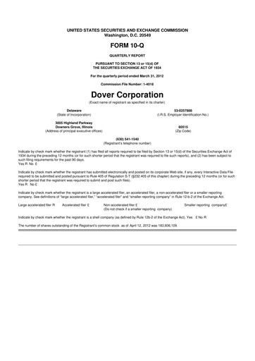 Thumbnail Dover Corporation 10-Q Quarterly Report FY2012 