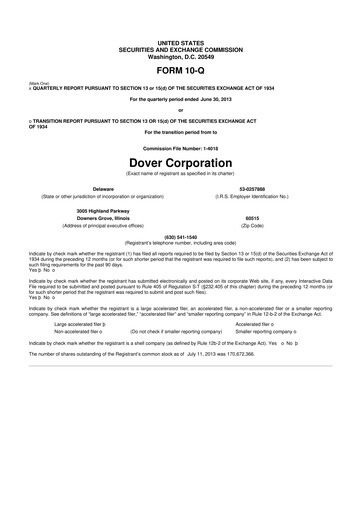 Thumbnail Dover Corporation 10-Q Quarterly Report FY2013 