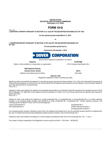 Thumbnail Dover Corporation 10-Q Quarterly Report FY2018 