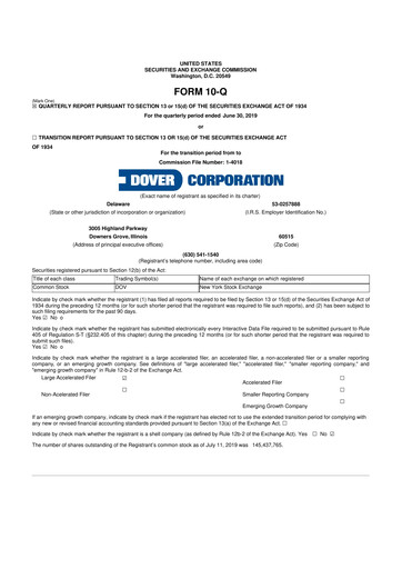 Thumbnail Dover Corporation 10-Q Quarterly Report FY2018 