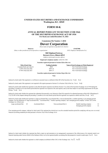 Thumbnail Dover Corporation 10-K Annual Report 2021