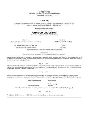 Thumbnail Omnicom Group 10-Q Quarterly Report FY2011 