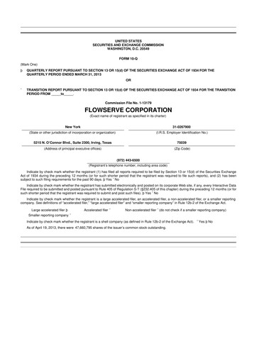 Thumbnail Flowserve
 10-Q Quarterly Report FY2013 