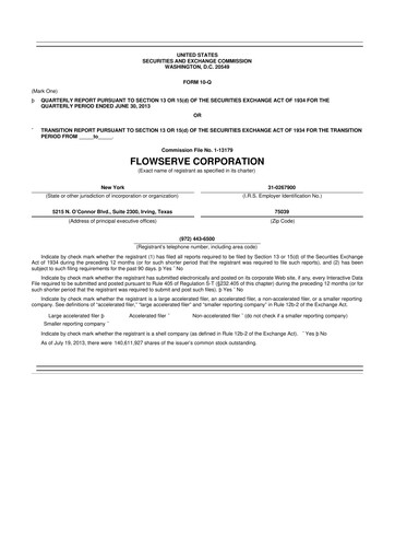Thumbnail Flowserve
 10-Q Quarterly Report FY2013 