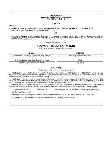 Thumbnail Flowserve
 10-Q Quarterly Report FY2013 
