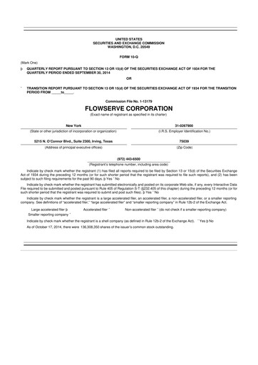 Thumbnail Flowserve
 10-Q Quarterly Report FY2014 