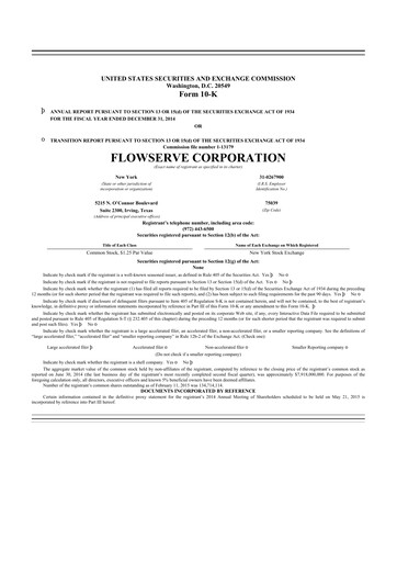 Thumbnail Flowserve
 10-K Annual Report 2014