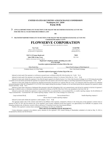 Thumbnail Flowserve
 10-K Annual Report 2015