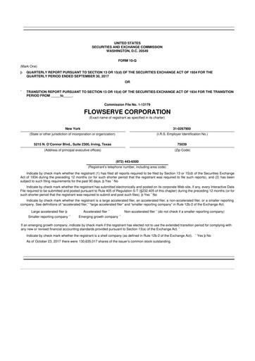 Thumbnail Flowserve
 10-Q Quarterly Report FY2017 