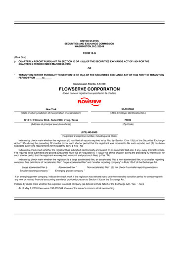 Thumbnail Flowserve
 10-Q Quarterly Report FY2018 