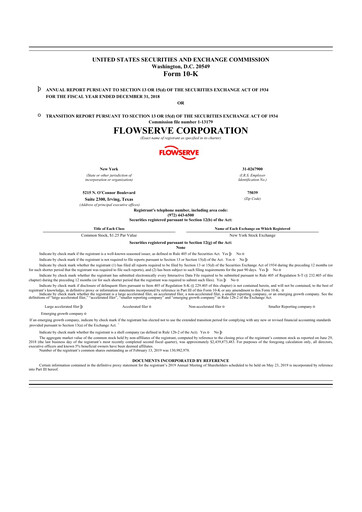 Thumbnail Flowserve
 10-K Annual Report 2018