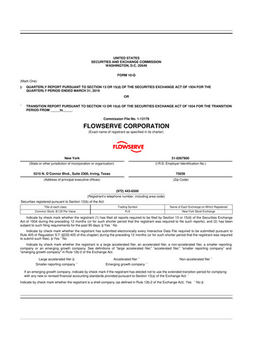 Thumbnail Flowserve
 10-Q Quarterly Report FY2019 
