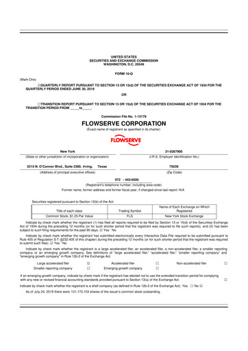 Thumbnail Flowserve
 10-Q Quarterly Report FY2019 