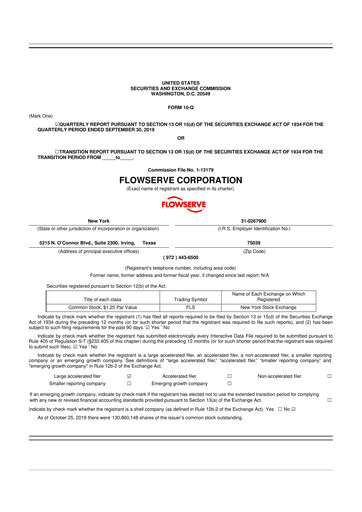 Thumbnail Flowserve
 10-Q Quarterly Report FY2019 
