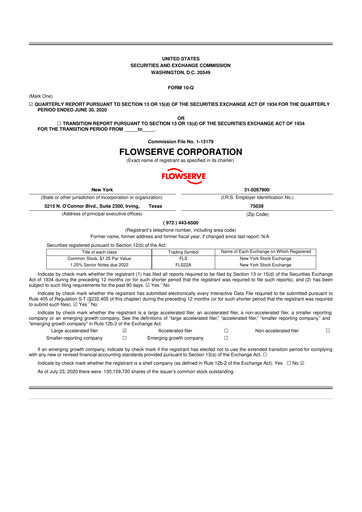 Thumbnail Flowserve
 10-Q Quarterly Report FY2020 