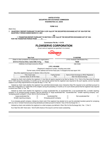 Thumbnail Flowserve
 10-Q Quarterly Report FY2021 