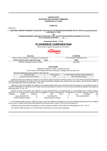 Thumbnail Flowserve
 10-Q Quarterly Report FY2023 