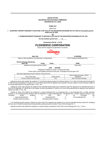 Thumbnail Flowserve
 10-Q Quarterly Report FY2025 