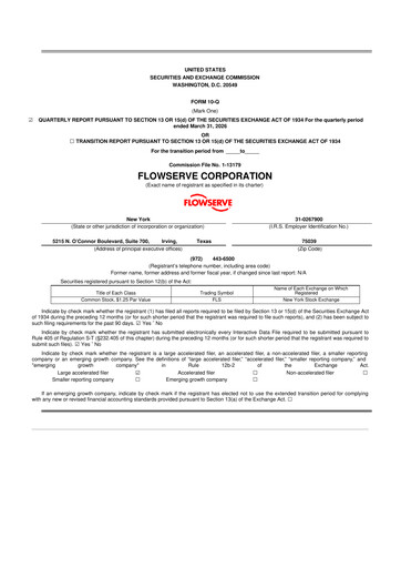 Thumbnail Flowserve
 10-Q Quarterly Report FY 