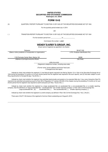 Thumbnail Wendy’s 10-Q Quarterly Report FY2011 