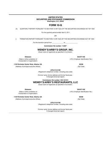 Thumbnail Wendy’s 10-Q Quarterly Report FY2011 