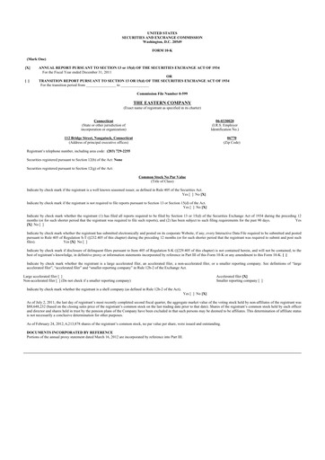 Thumbnail The Eastern Company 10-K Annual Report 2011