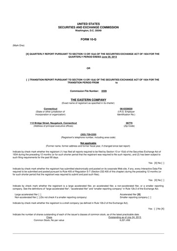 Thumbnail The Eastern Company 10-Q Quarterly Report FY2013 
