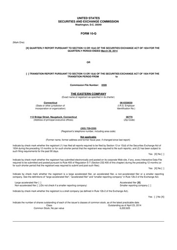 Thumbnail The Eastern Company 10-Q Quarterly Report FY2014 