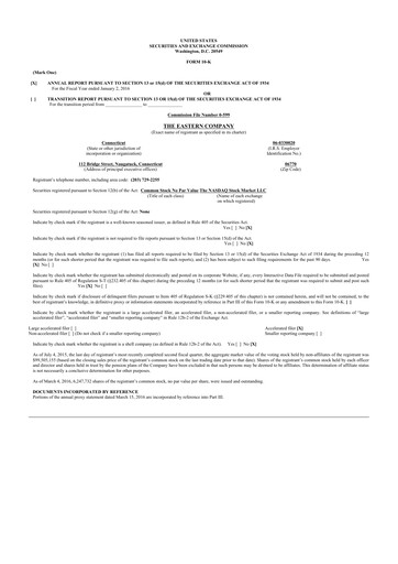 Thumbnail The Eastern Company 10-K Annual Report 2015